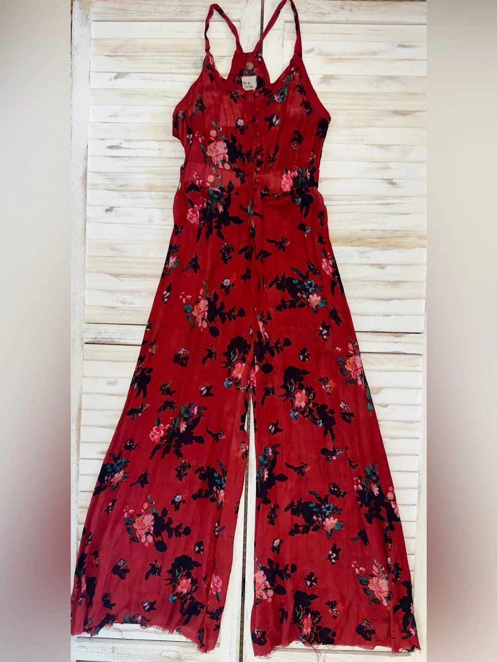 NWT- Free People Moonlight Garden Floral Jumpsuit Wide Leg Large